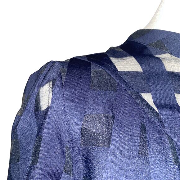 Current Air Anthropologie Blouse SP Short Sleeve Button Up Plaid Sheer Bows - Picture 3 of 16